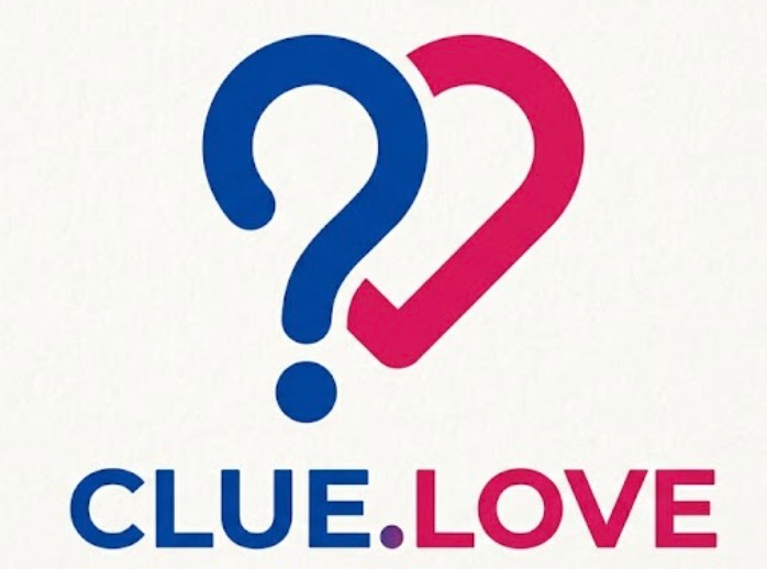 Clue.Love — question mark and heart logo